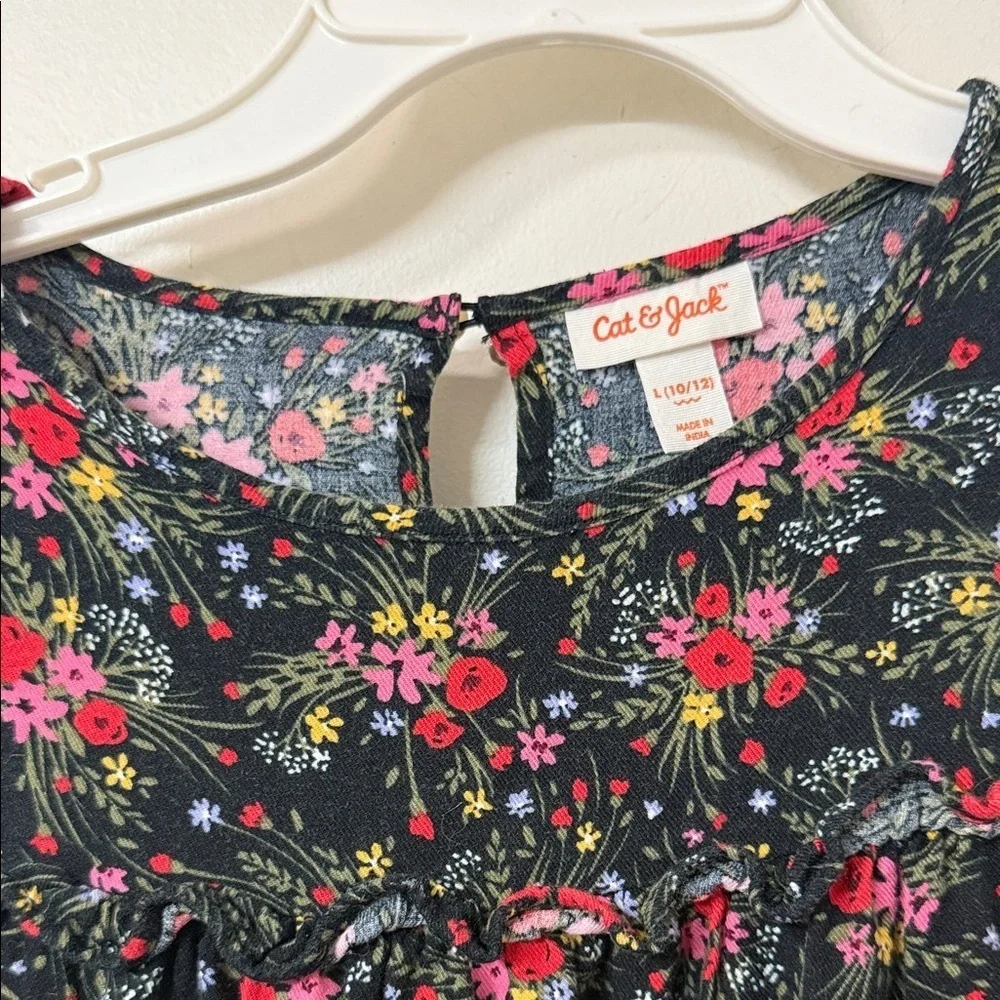 Cat & Jack Black Dress with Pink Floral Pattern